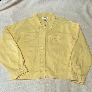 Talbot's Yellow Button-Up Cropped Denim Jacket - Petite Medium